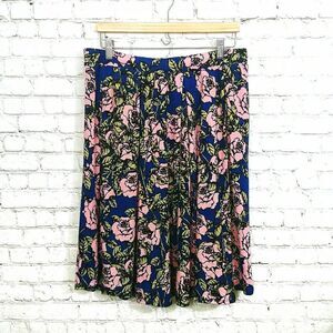 LuLaRoe Madison Skirt 2XL Navy Blue Pink Women's